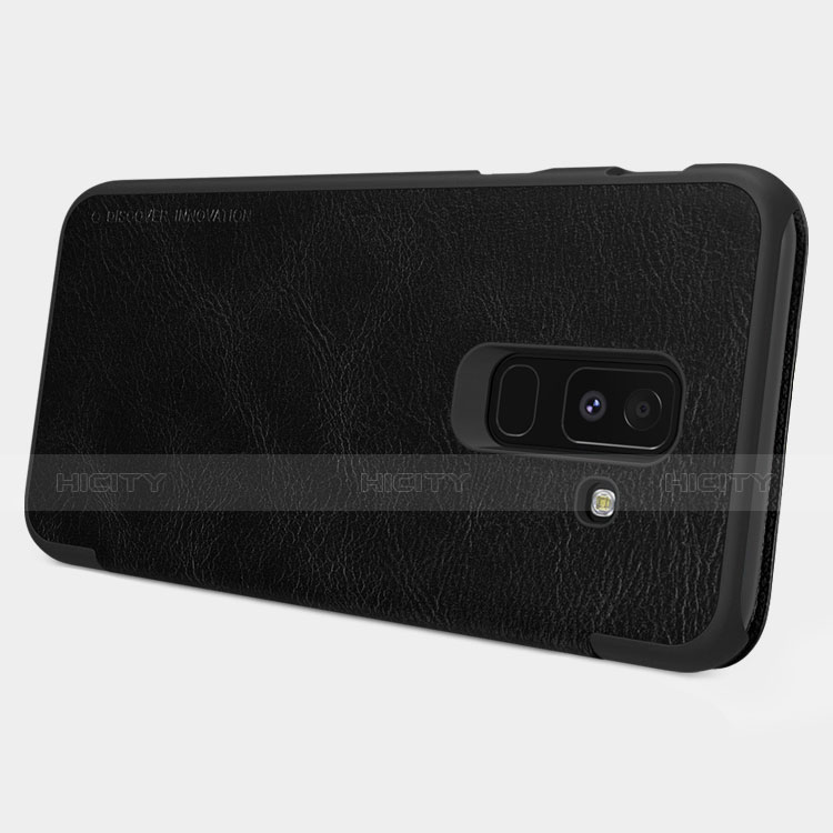 Coque Portefeuille Livre Cuir L01 pour Samsung Galaxy A6 Plus Noir Plus