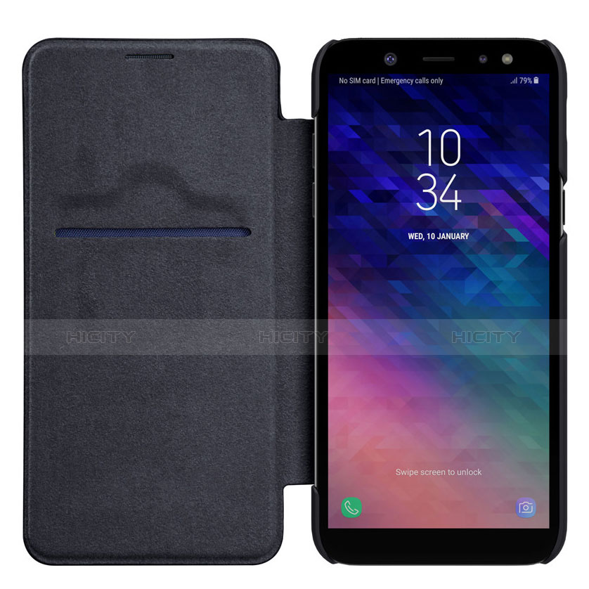 Coque Portefeuille Livre Cuir L01 pour Samsung Galaxy A6 Plus Noir Plus