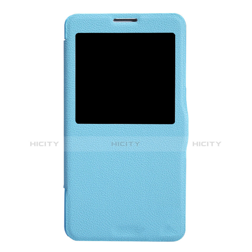 Coque Portefeuille Livre Cuir L01 pour Samsung Galaxy Note 3 N9000 Bleu Plus