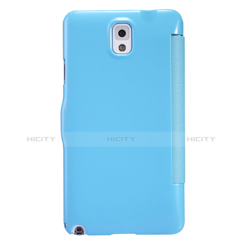 Coque Portefeuille Livre Cuir L01 pour Samsung Galaxy Note 3 N9000 Bleu Plus