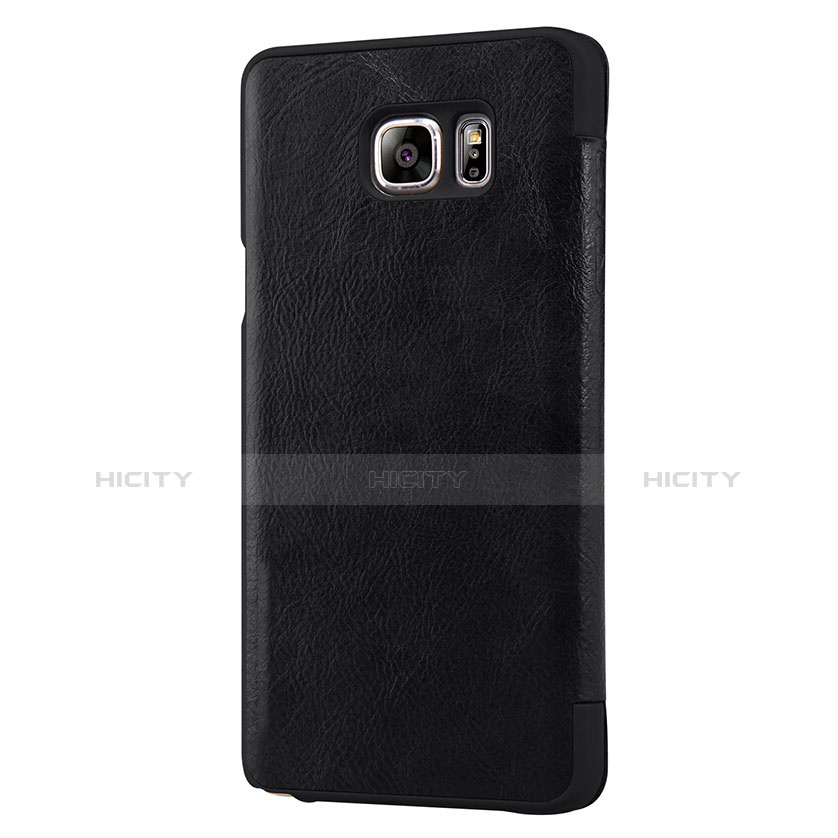 Coque Portefeuille Livre Cuir L01 pour Samsung Galaxy Note 5 N9200 N920 N920F Noir Plus