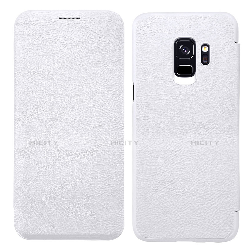 Coque Portefeuille Livre Cuir L01 pour Samsung Galaxy S9 Blanc Plus