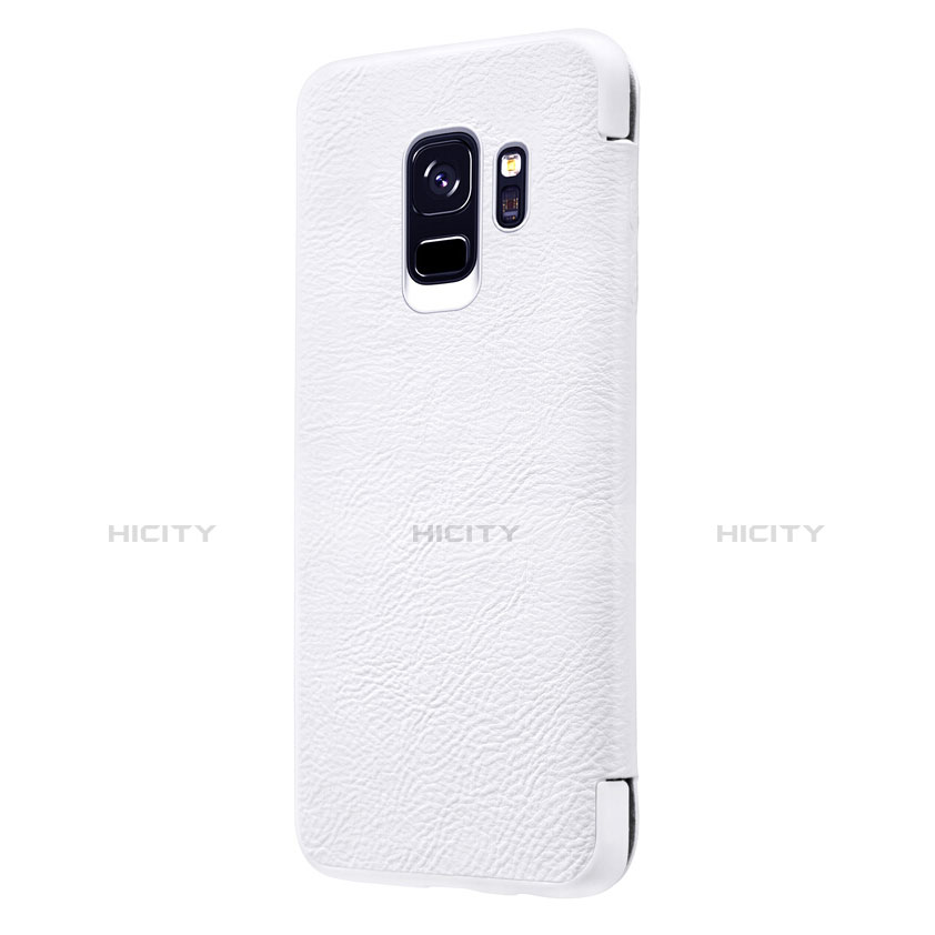 Coque Portefeuille Livre Cuir L01 pour Samsung Galaxy S9 Blanc Plus