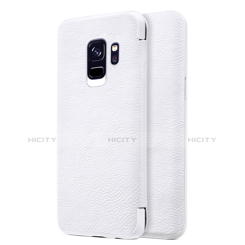 Coque Portefeuille Livre Cuir L01 pour Samsung Galaxy S9 Blanc Plus