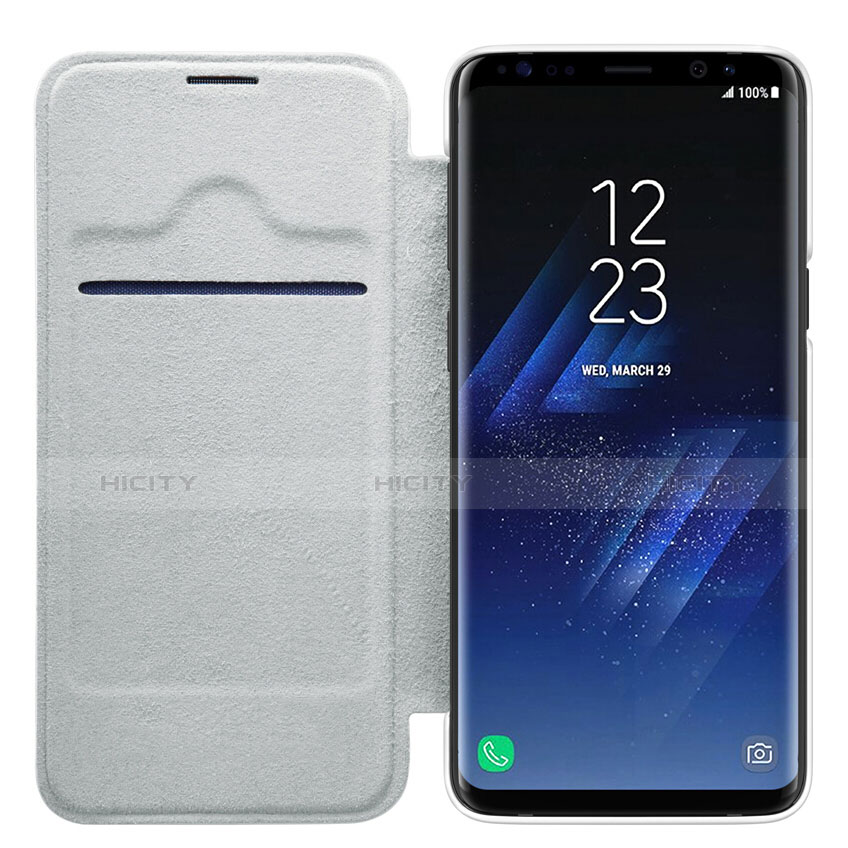 Coque Portefeuille Livre Cuir L01 pour Samsung Galaxy S9 Blanc Plus