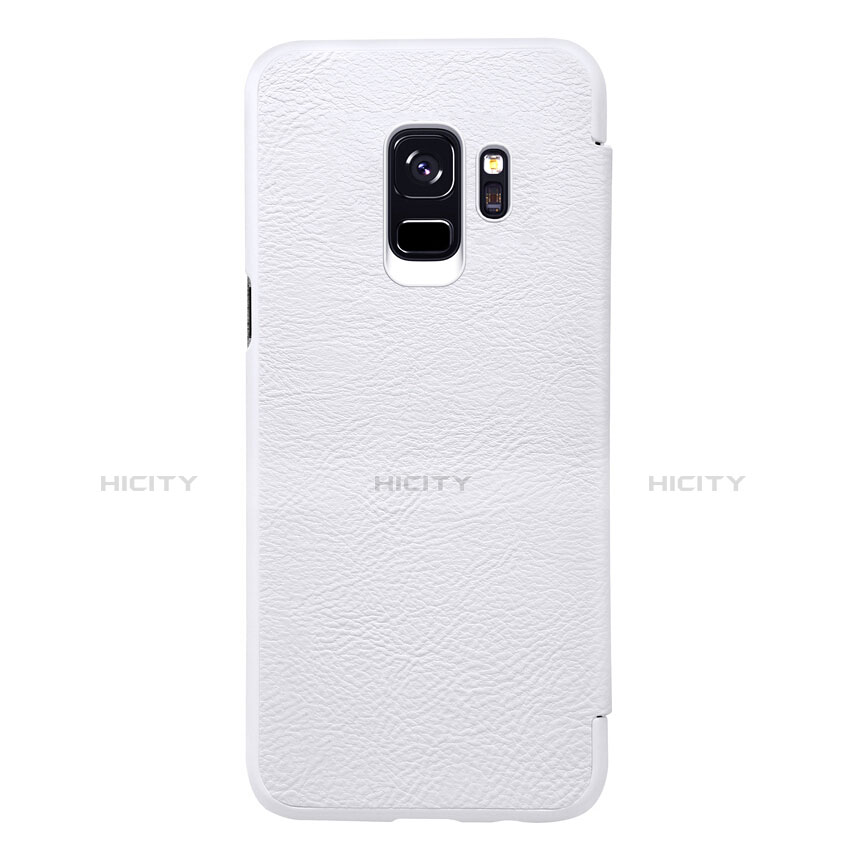 Coque Portefeuille Livre Cuir L01 pour Samsung Galaxy S9 Blanc Plus