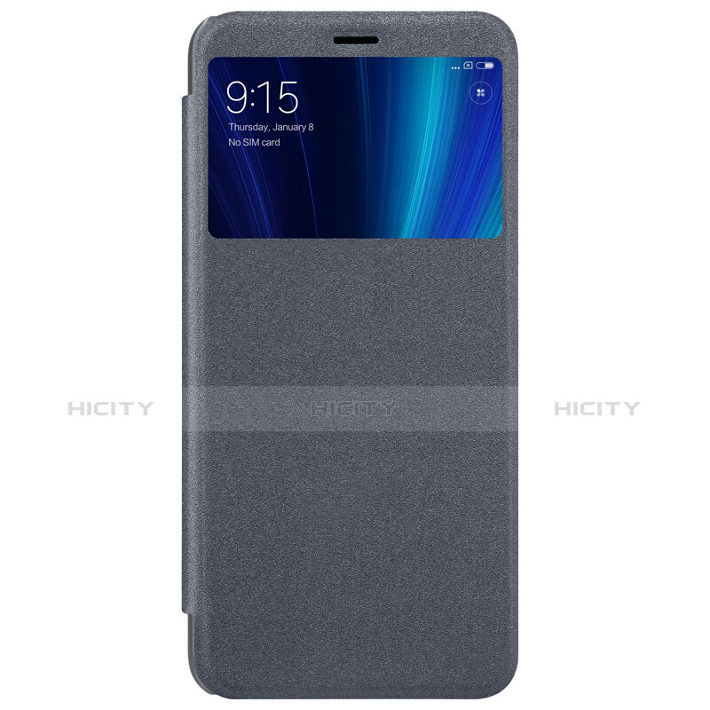 Coque Portefeuille Livre Cuir L01 pour Xiaomi Mi 6X Noir Plus