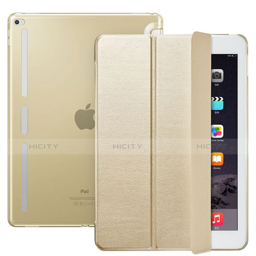 Coque Portefeuille Livre Cuir L02 pour Apple iPad Pro 12.9 Or Plus