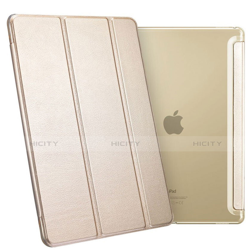 Coque Portefeuille Livre Cuir L02 pour Apple iPad Pro 12.9 Or Plus