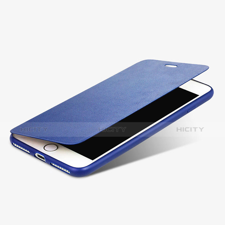 Coque Portefeuille Livre Cuir L02 pour Apple iPhone 7 Plus Bleu Plus