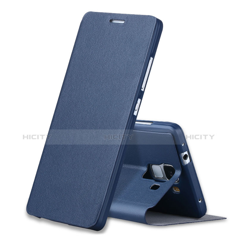 Coque Portefeuille Livre Cuir L02 pour Huawei Honor 7 Bleu Plus