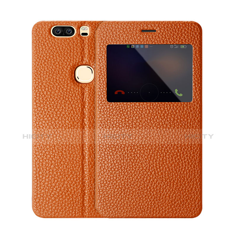 Coque Portefeuille Livre Cuir L02 pour Huawei Honor V8 Marron Plus