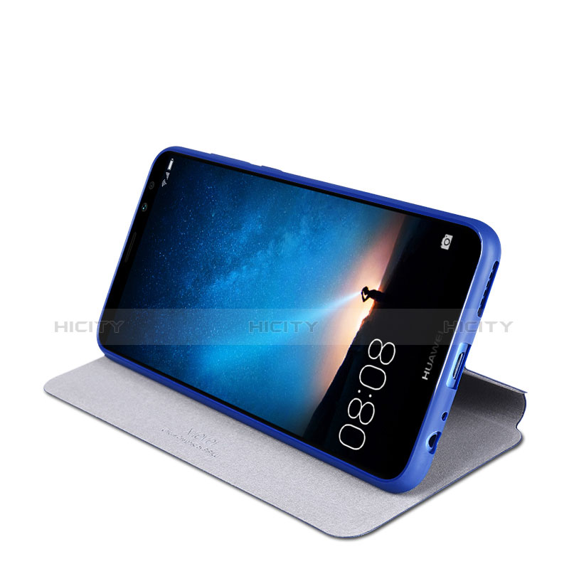 Coque Portefeuille Livre Cuir L02 pour Huawei Maimang 6 Bleu Plus