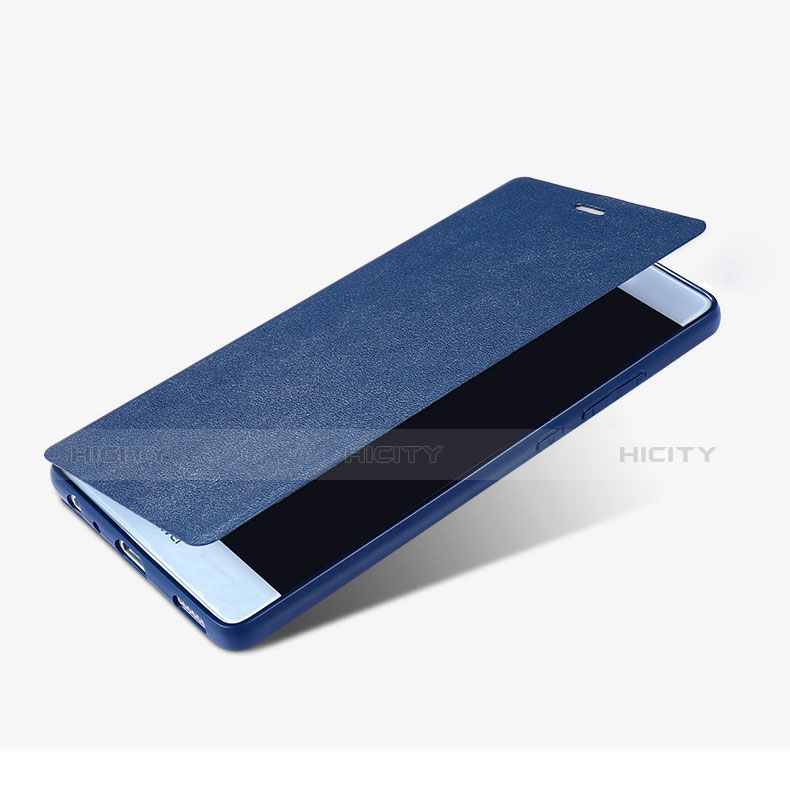 Coque Portefeuille Livre Cuir L02 pour Huawei P9 Bleu Plus