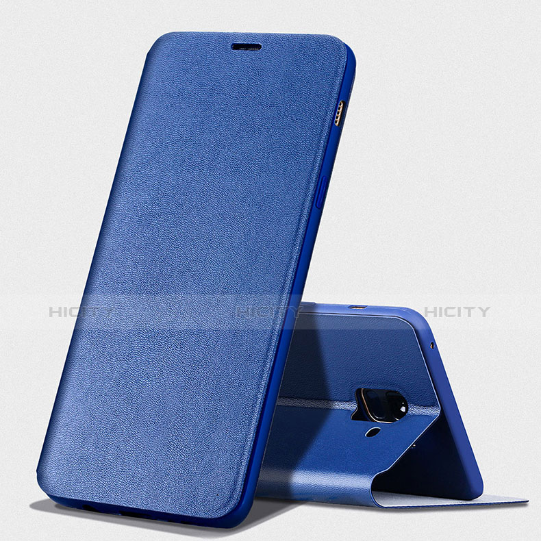 Coque Portefeuille Livre Cuir L02 pour Samsung Galaxy A8 (2018) Duos A530F Bleu Plus