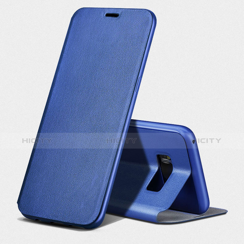 Coque Portefeuille Livre Cuir L02 pour Samsung Galaxy S7 Edge G935F Bleu Plus