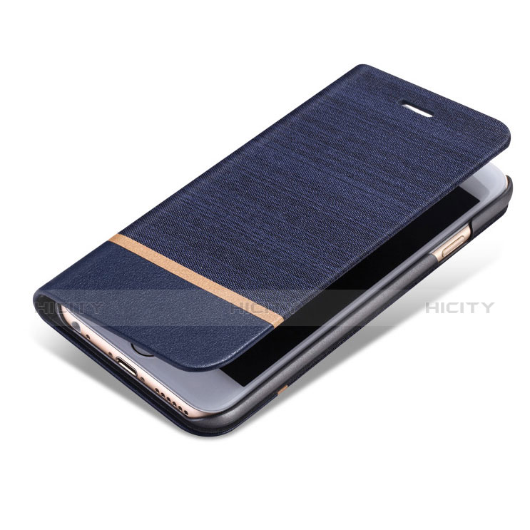 Coque Portefeuille Livre Cuir L03 pour Apple iPhone 6S Bleu Plus