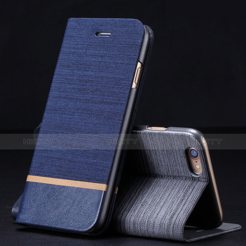 Coque Portefeuille Livre Cuir L03 pour Apple iPhone 6S Bleu Plus