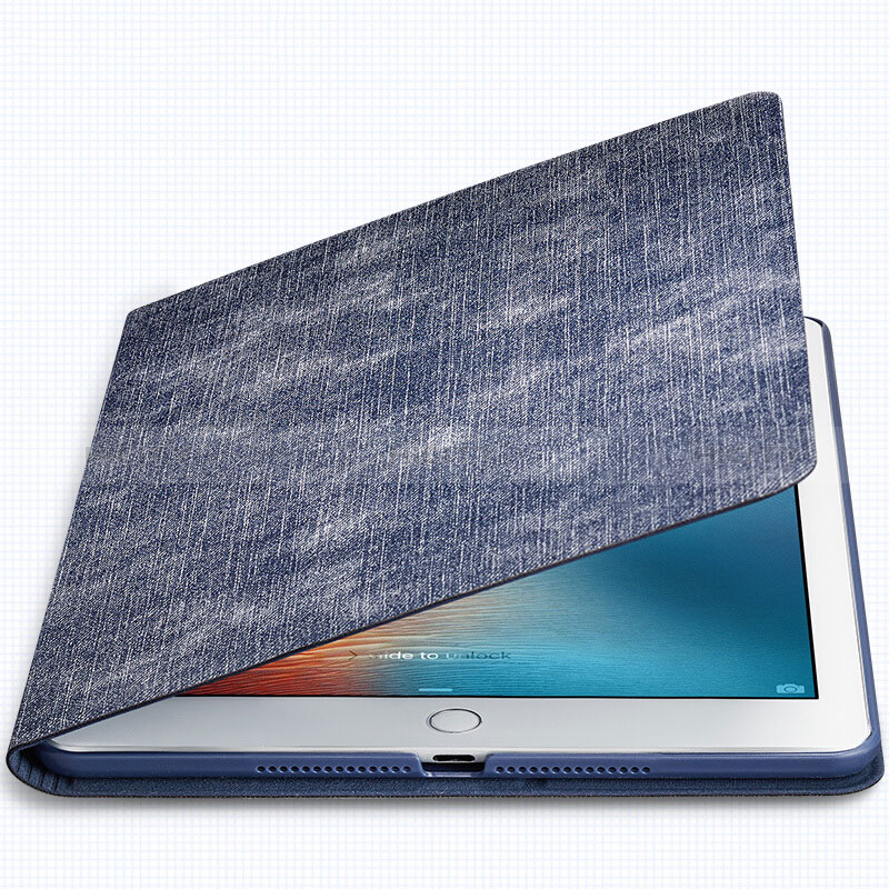 Coque Portefeuille Livre Cuir L03 pour Apple New iPad 9.7 (2018) Bleu Plus