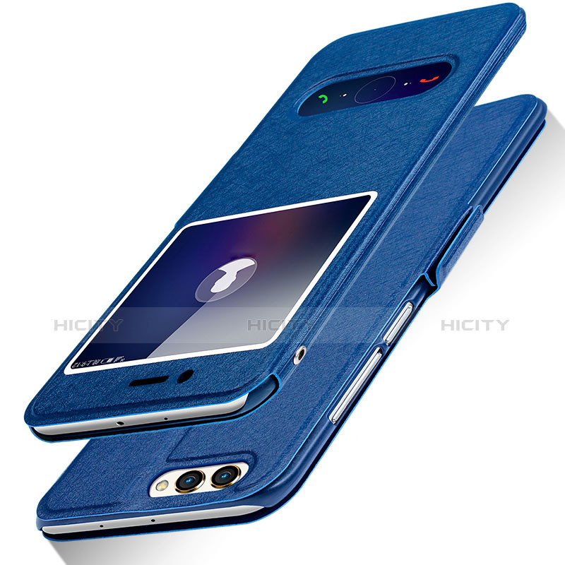 Coque Portefeuille Livre Cuir L03 pour Huawei Honor View 10 Bleu Plus