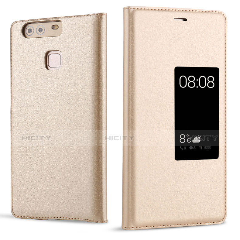 Coque Portefeuille Livre Cuir L03 pour Huawei P9 Or Plus