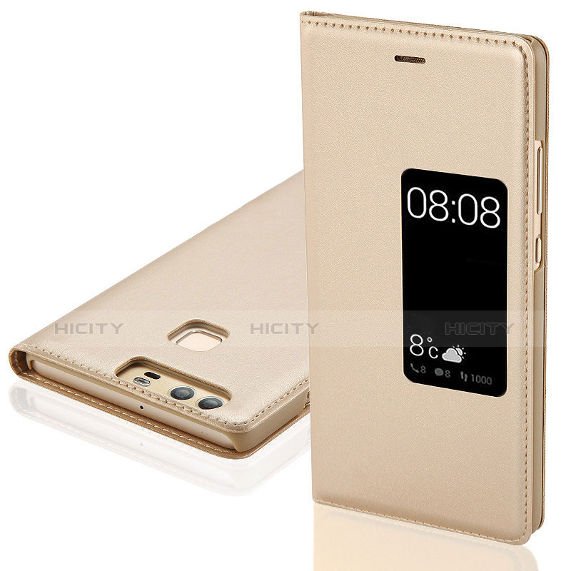 Coque Portefeuille Livre Cuir L03 pour Huawei P9 Or Plus