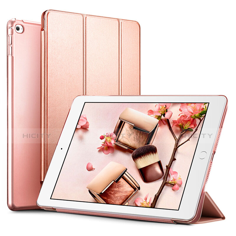 Coque Portefeuille Livre Cuir L05 pour Apple iPad Mini 4 Or Rose Plus