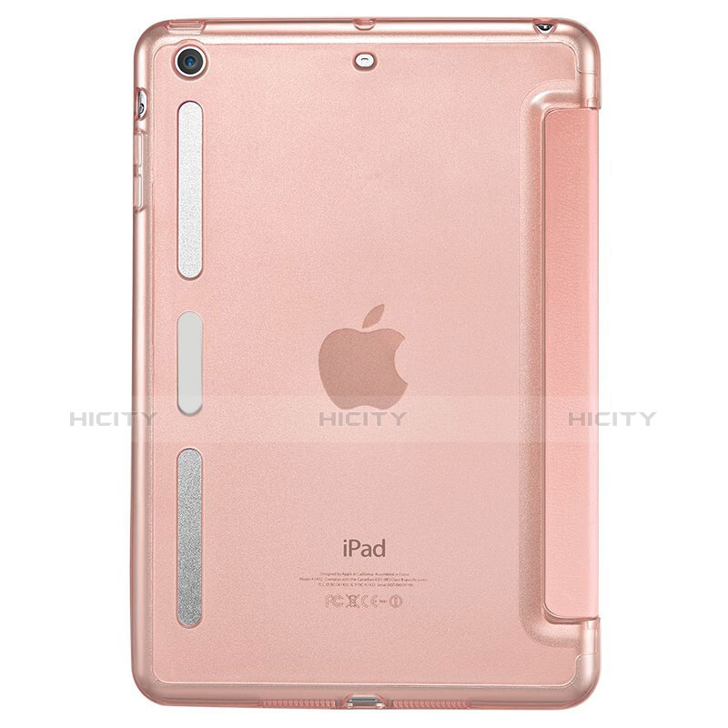 Coque Portefeuille Livre Cuir L05 pour Apple iPad Mini Or Rose Plus