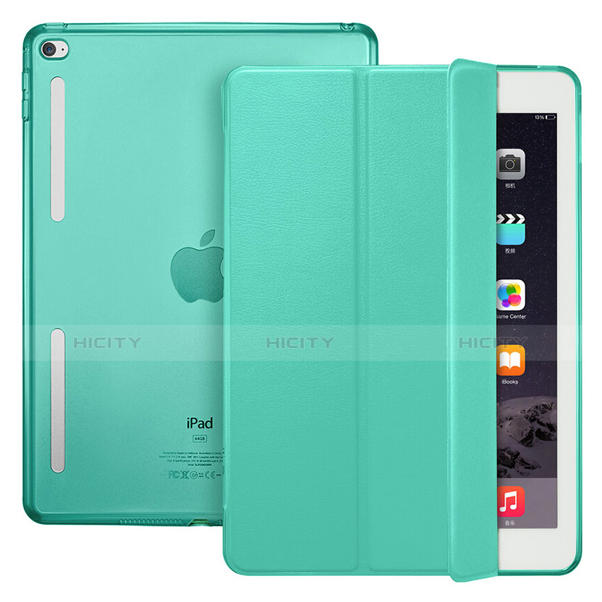 Coque Portefeuille Livre Cuir L06 pour Apple iPad Mini 4 Vert Plus