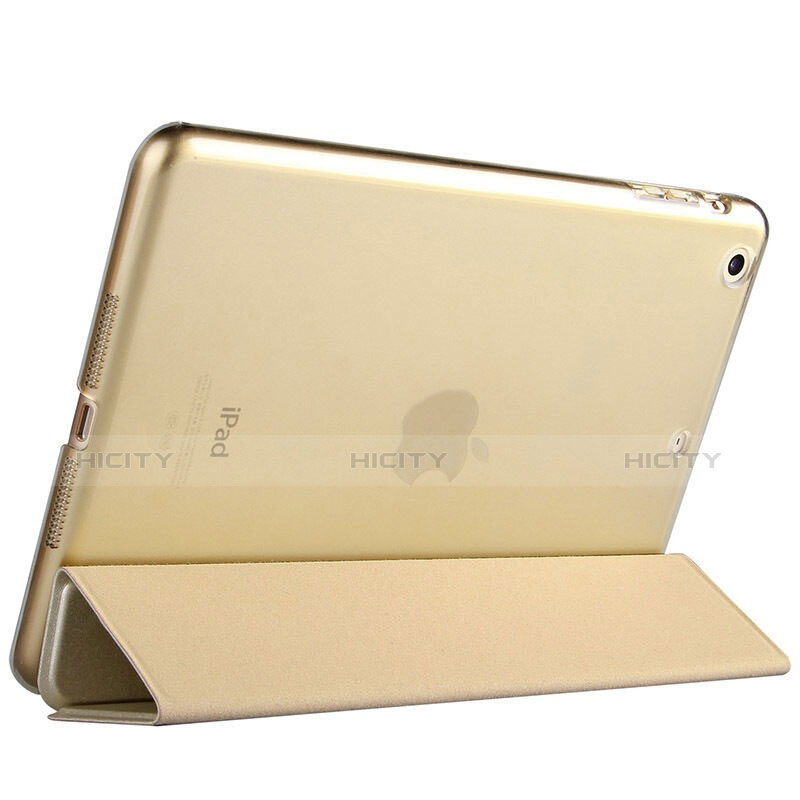 Coque Portefeuille Livre Cuir L06 pour Apple iPad Mini Or Plus