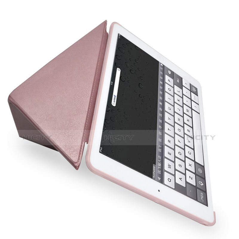 Coque Portefeuille Livre Cuir L08 pour Apple New iPad 9.7 (2017) Or Rose Plus