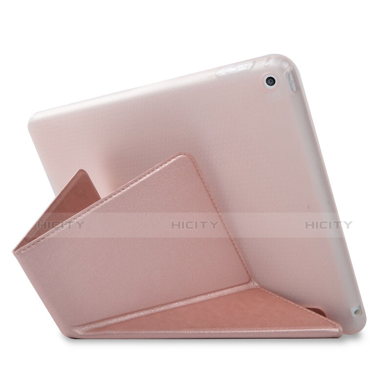 Coque Portefeuille Livre Cuir L08 pour Apple New iPad 9.7 (2017) Or Rose Plus