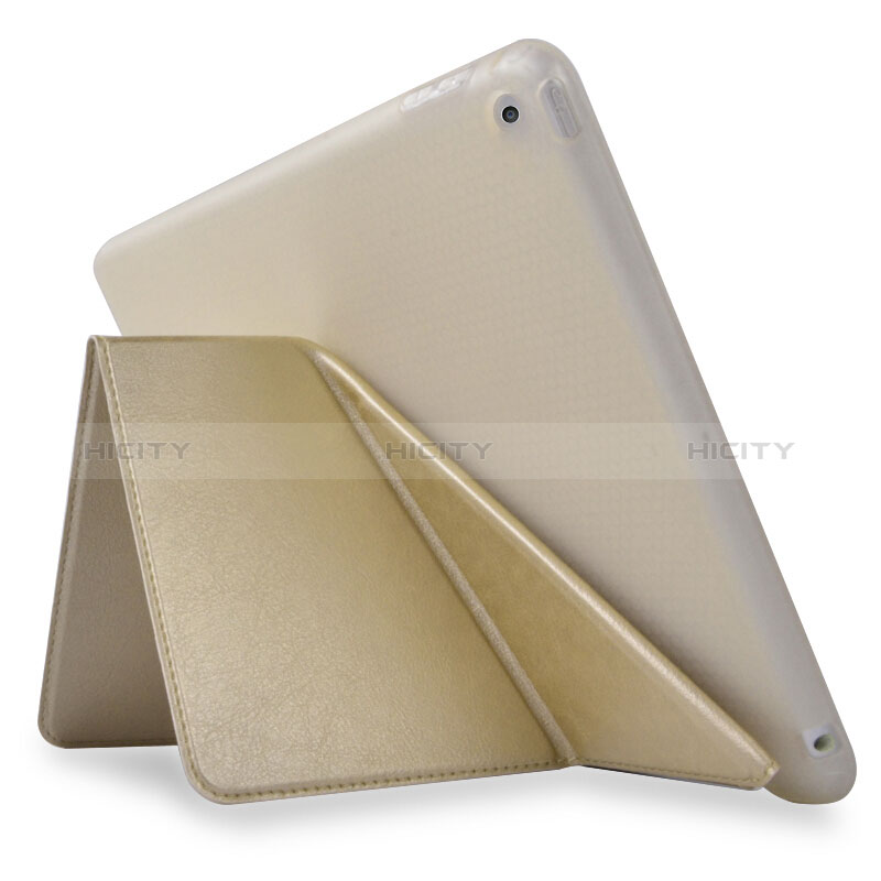 Coque Portefeuille Livre Cuir L08 pour Apple New iPad 9.7 (2018) Or Plus