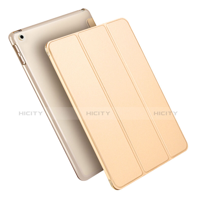 Coque Portefeuille Livre Cuir L09 pour Apple New iPad 9.7 (2017) Or Plus