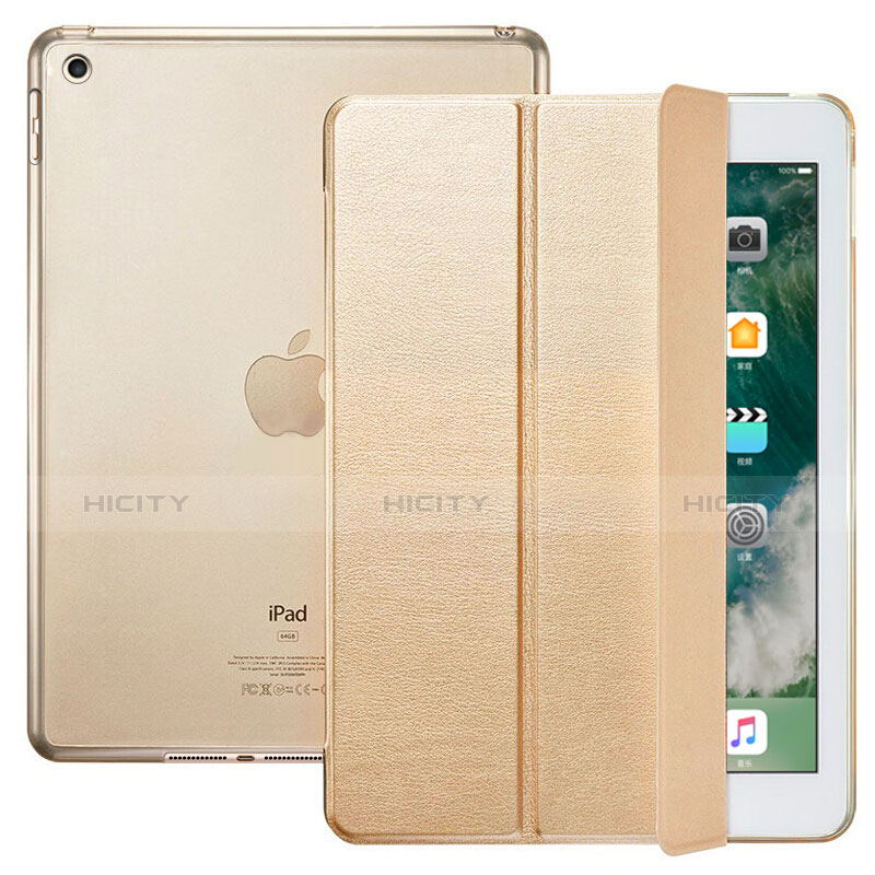 Coque Portefeuille Livre Cuir L09 pour Apple New iPad 9.7 (2017) Or Plus