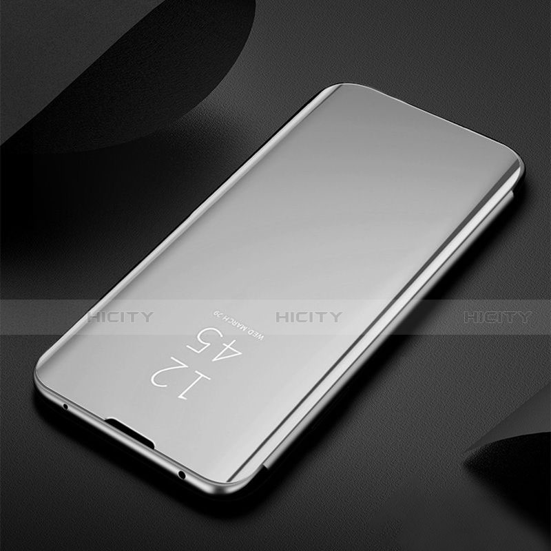 Coque Portefeuille Livre Cuir Miroir Housse Etui Clapet H01 pour Samsung Galaxy S21 5G Argent Plus