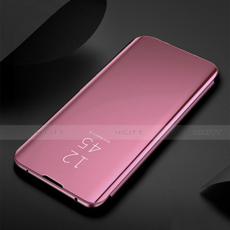 Coque Portefeuille Livre Cuir Miroir Housse Etui Clapet H01 pour Samsung Galaxy S21 5G Or Rose Plus