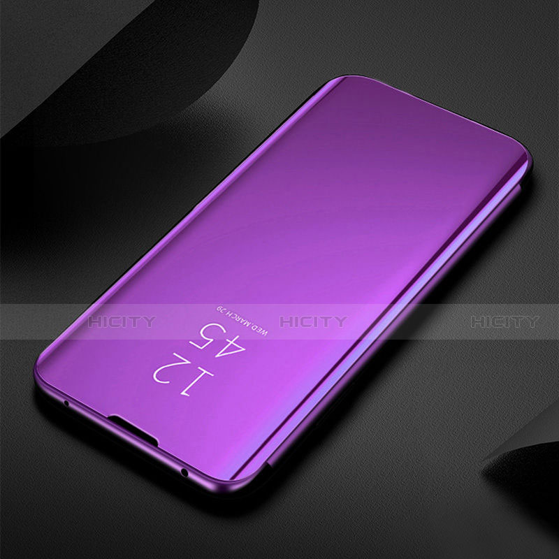 Coque Portefeuille Livre Cuir Miroir Housse Etui Clapet H01 pour Samsung Galaxy S21 5G Violet Plus