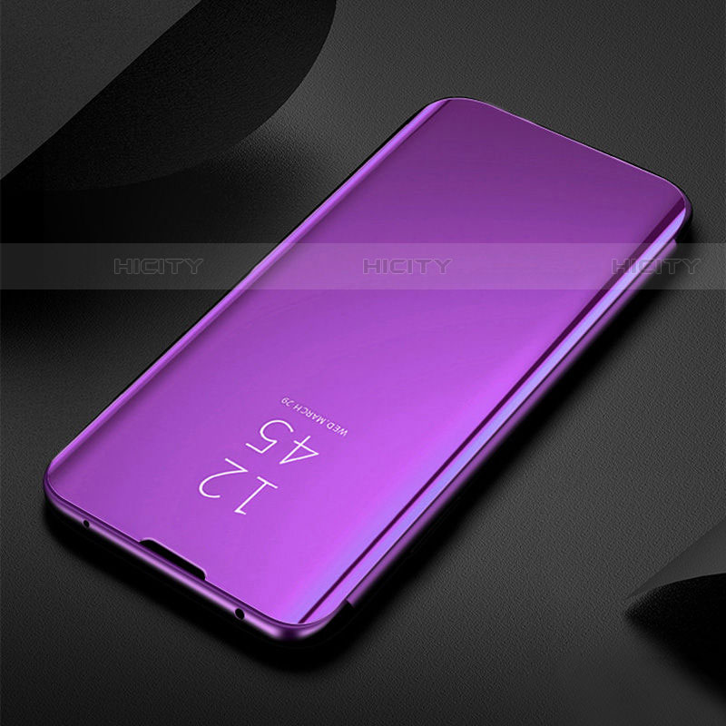 Coque Portefeuille Livre Cuir Miroir Housse Etui Clapet H01 pour Samsung Galaxy S21 Plus 5G Violet Plus