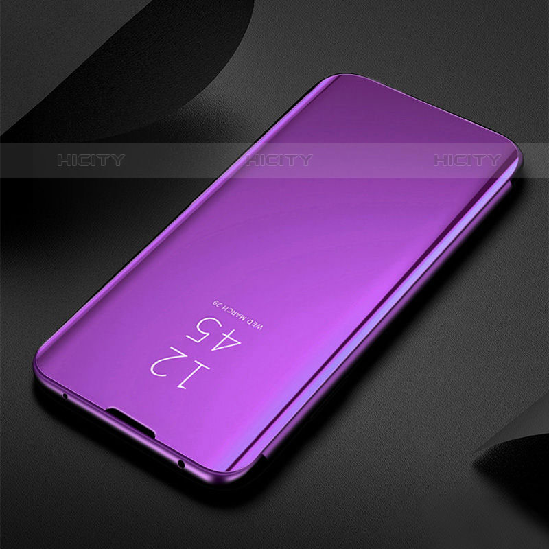 Coque Portefeuille Livre Cuir Miroir Housse Etui Clapet L01 pour Apple iPhone 15 Pro Violet Plus