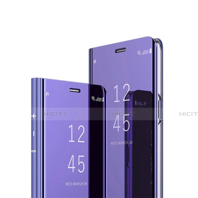 Coque Portefeuille Livre Cuir Miroir Housse Etui Clapet L01 pour Huawei Honor X10 5G Violet Plus