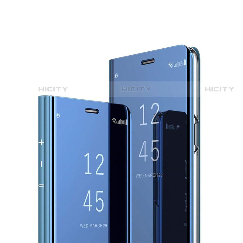 Coque Portefeuille Livre Cuir Miroir Housse Etui Clapet L01 pour Huawei P Smart Pro (2019) Bleu Plus