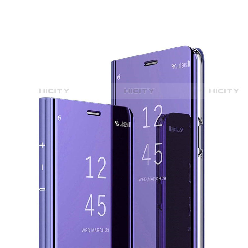 Coque Portefeuille Livre Cuir Miroir Housse Etui Clapet L01 pour Huawei P Smart Pro (2019) Violet Plus