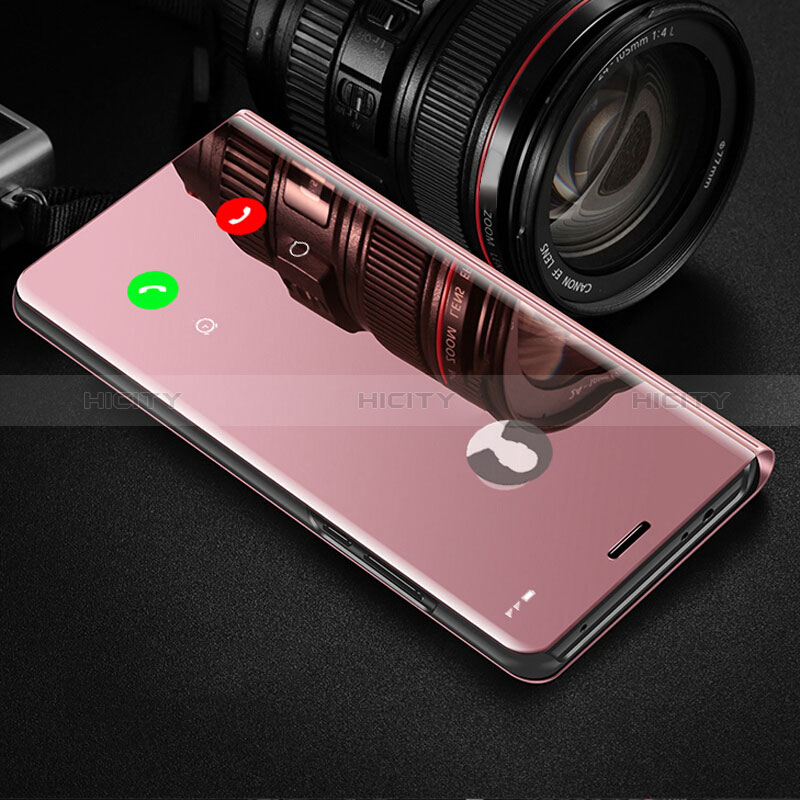 Coque Portefeuille Livre Cuir Miroir Housse Etui Clapet L01 pour OnePlus 10T 5G Or Rose Plus