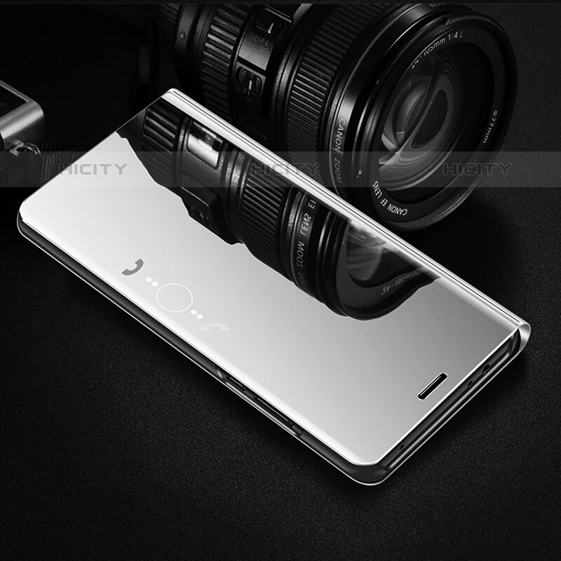 Coque Portefeuille Livre Cuir Miroir Housse Etui Clapet L01 pour Oppo A11s Argent Plus