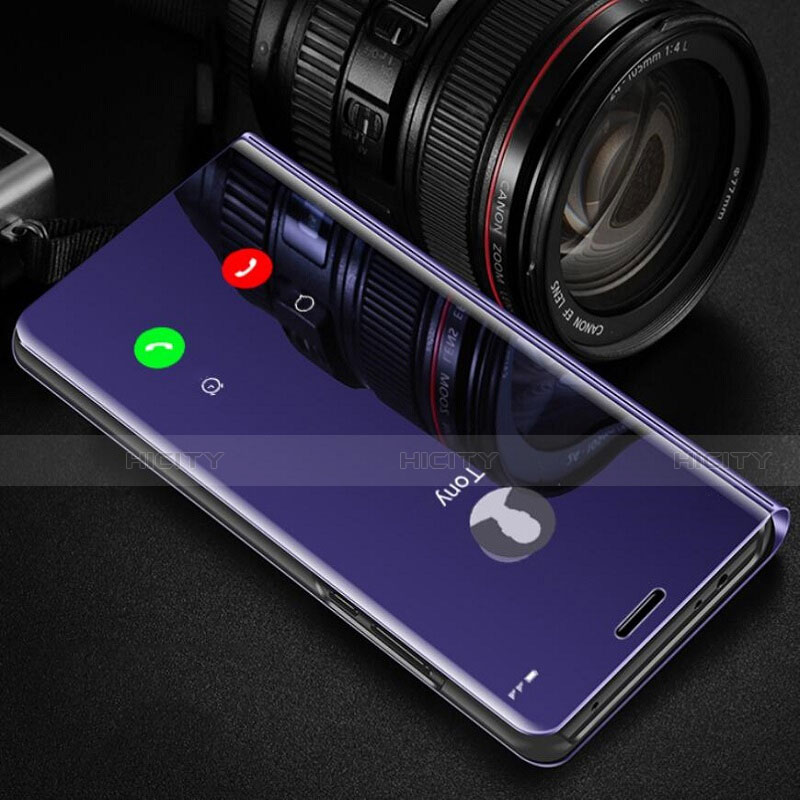 Coque Portefeuille Livre Cuir Miroir Housse Etui Clapet L01 pour Oppo A12 Violet Plus