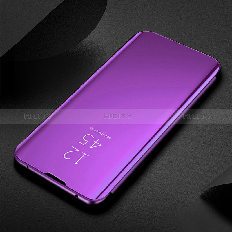 Coque Portefeuille Livre Cuir Miroir Housse Etui Clapet L01 pour Oppo A16 Violet Plus