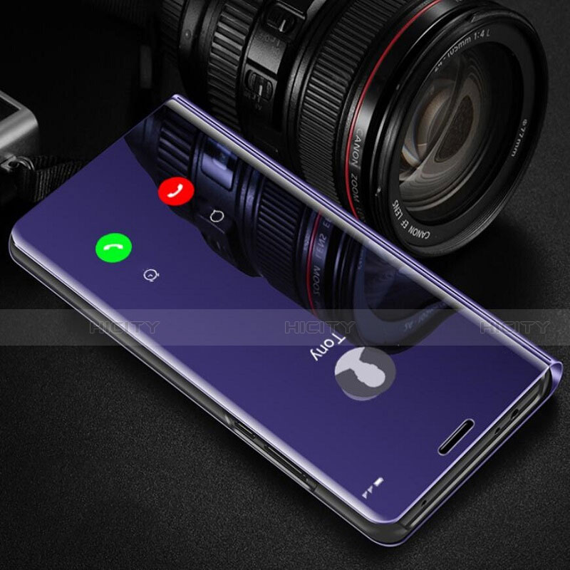 Coque Portefeuille Livre Cuir Miroir Housse Etui Clapet L01 pour Oppo A5 Violet Plus