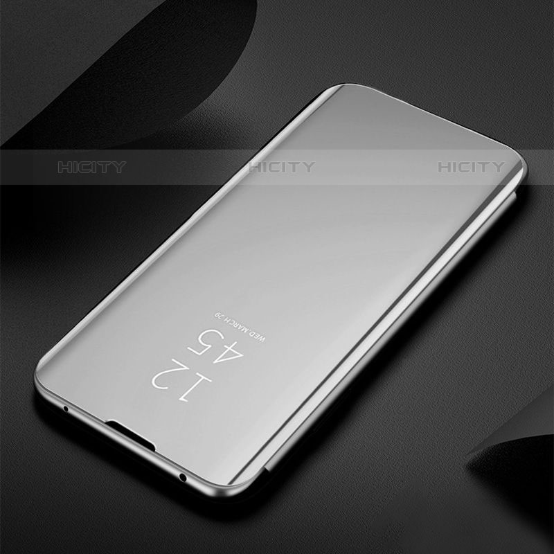 Coque Portefeuille Livre Cuir Miroir Housse Etui Clapet L01 pour Oppo A54 4G Argent Plus