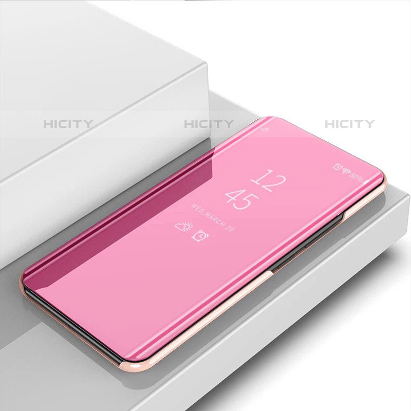 Coque Portefeuille Livre Cuir Miroir Housse Etui Clapet L01 pour Oppo A95 5G Or Rose Plus